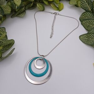 Silver and Teal Enamel Necklace